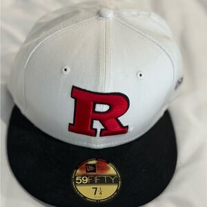 New Era White and Black Cap with Red Logo Scarlett knights 71/4